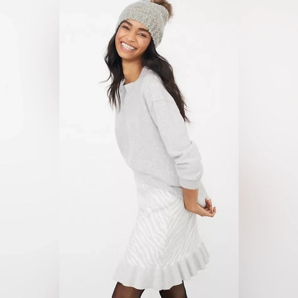 ANTHROPOLOGIE Dolan Left Coast Zebra Ruffled Knit Mini Skirt Size Small Petite